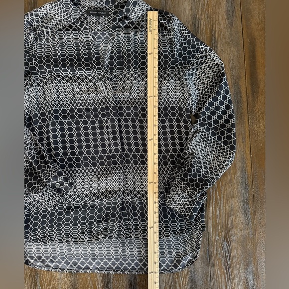 Banana Republic Women’s Black and Cream Geometric Long Sleeve Top Blouse Size S - Picture 6 of 9